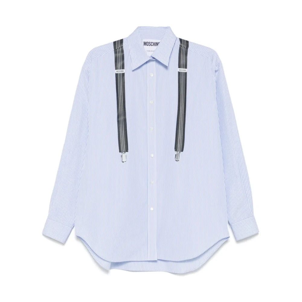 Moschino Women's Blue Striped Shirt With Trompe L`Oeil Print