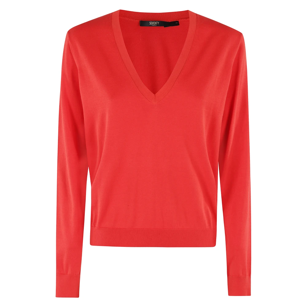 Seventy Basis V-hals Top Red Dames