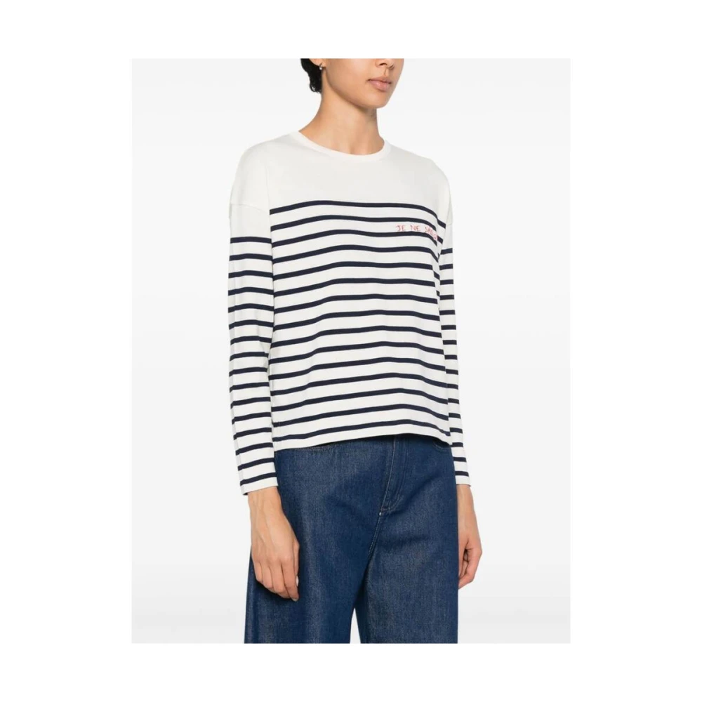 Maison Labiche Gestreepte Katoenen Trui White Dames