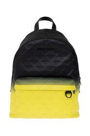 Leather backpack with embossed pattern