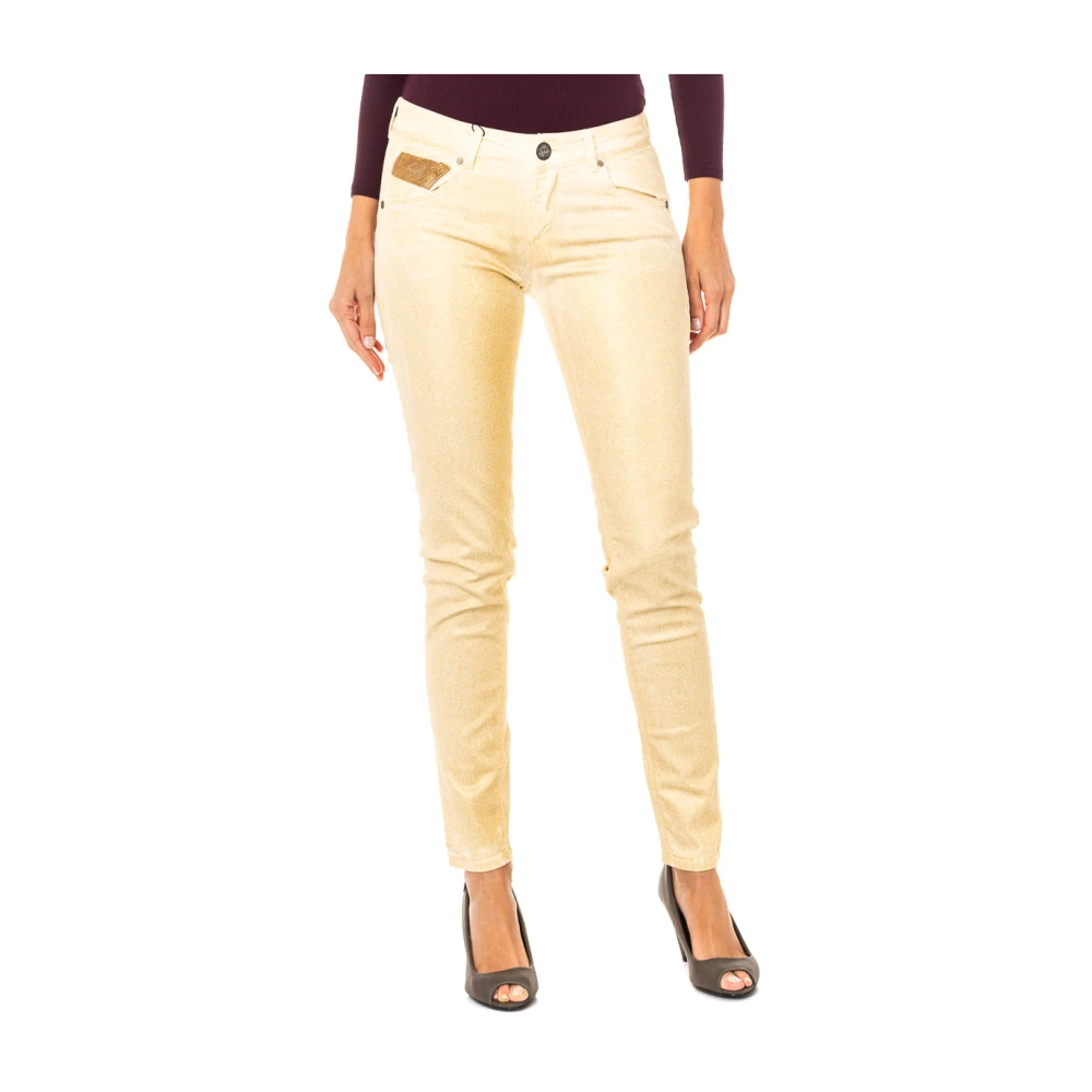 La Martina Yellow Skinny Fit Jeans, Female, W31, Shiny Skinny Trousers