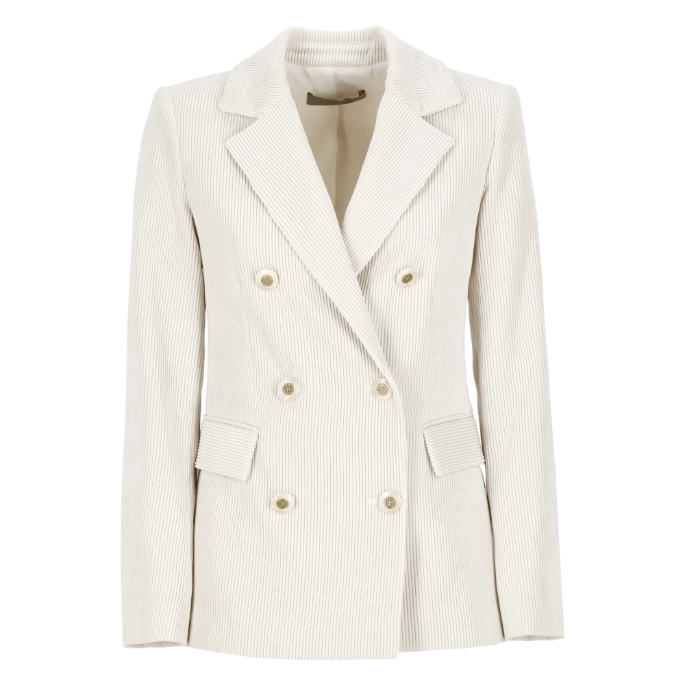 D.Exterior Ivory Corduroy Blazer Peak Revers Jacka Beige, Dam