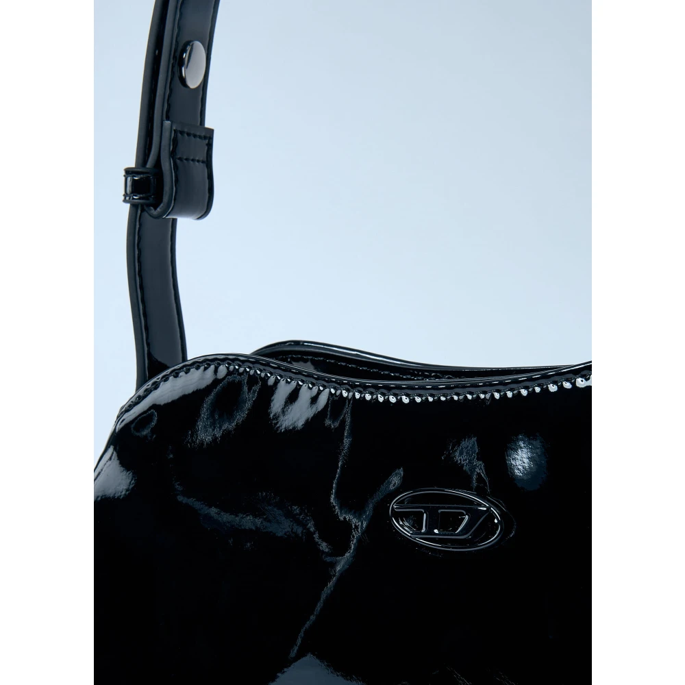 Diesel Schoudertas met logo plaatje Black Dames
