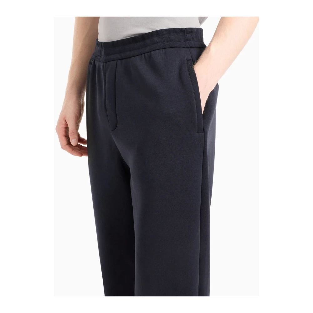 Emporio Armani Blauwe Joggerbroek Warm Jersey Blue Heren