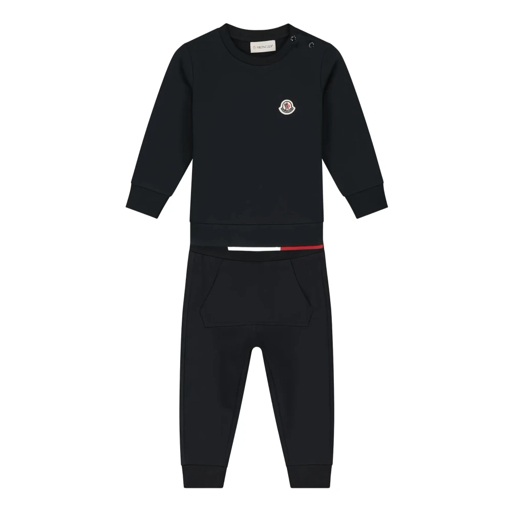 Moncler Unisex Kids Blue Kids Sport Sets, 2 Y, Tricolor-Trimmed Cotton Sweatsuit Set