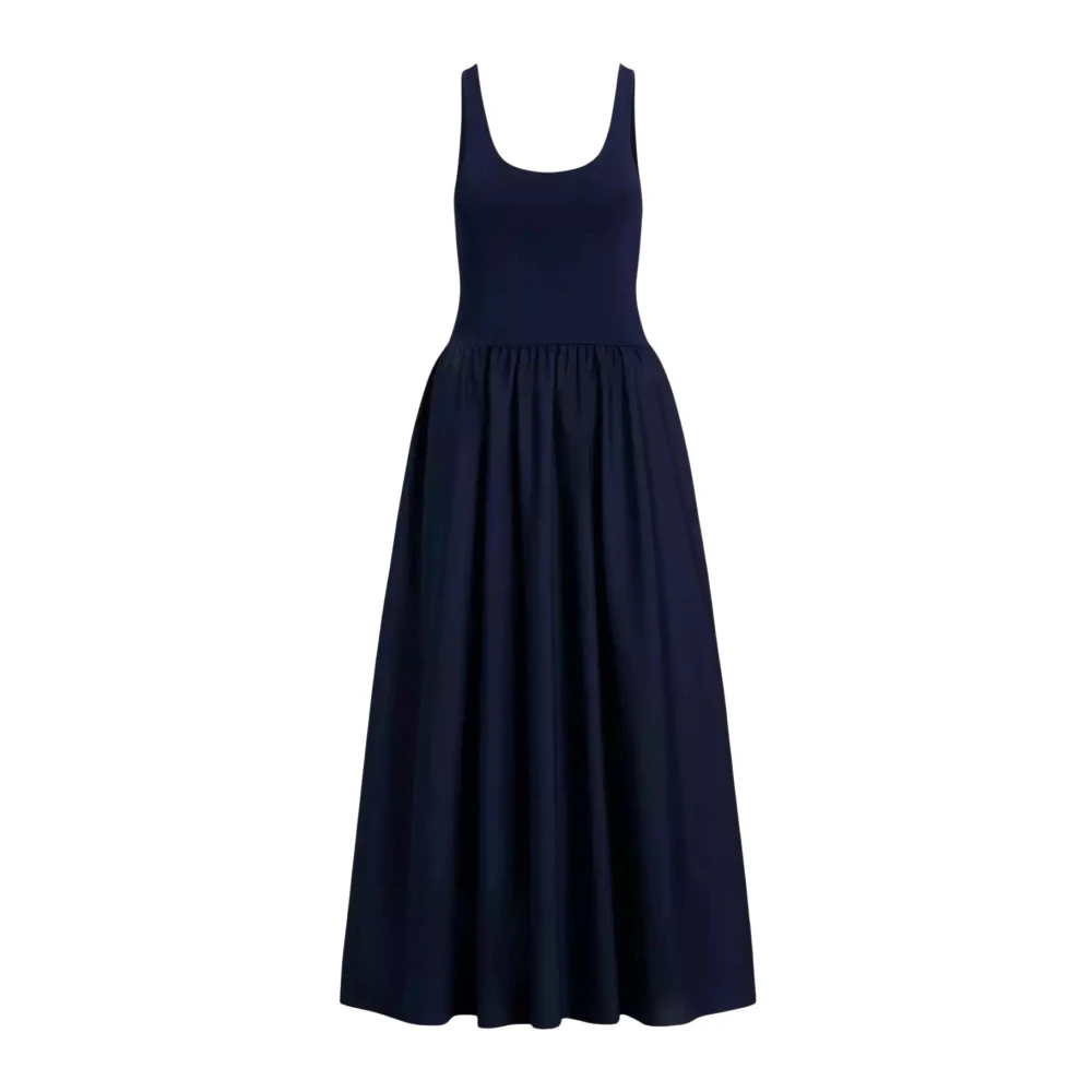 Ralph Lauren Navy Blauwe Midi Jurk Blue Dames