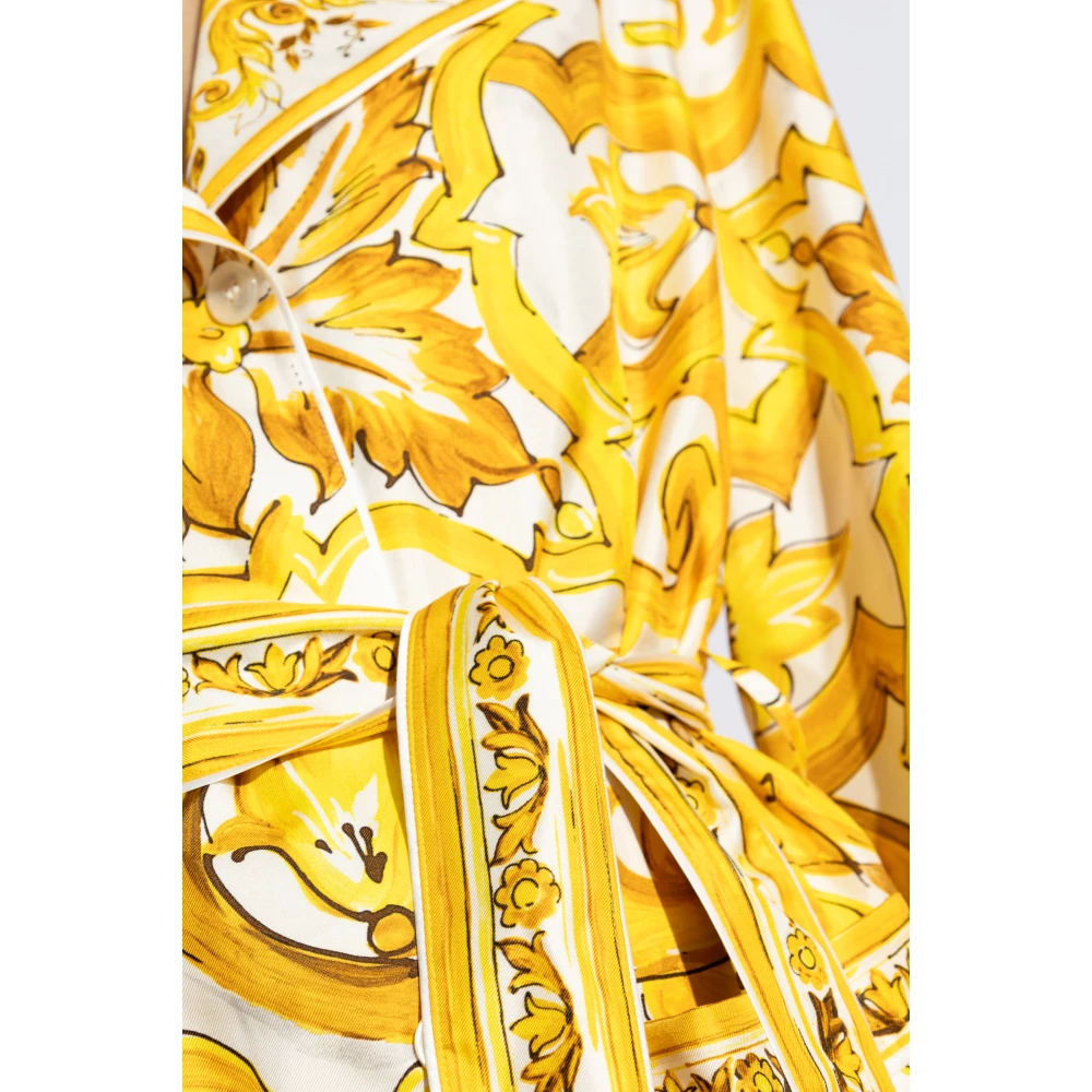 Dolce & Gabbana Shirt met Majolica Print Yellow Dames