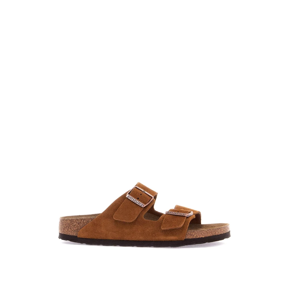 Birkenstock Mockaläder sandaler med justerbara remmar Brown, Dam