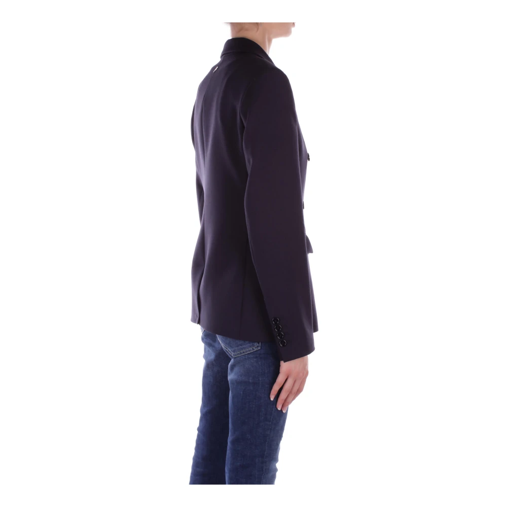 Dondup Blauwe Logo Achter Dubbelbreasted Jas Blue Dames