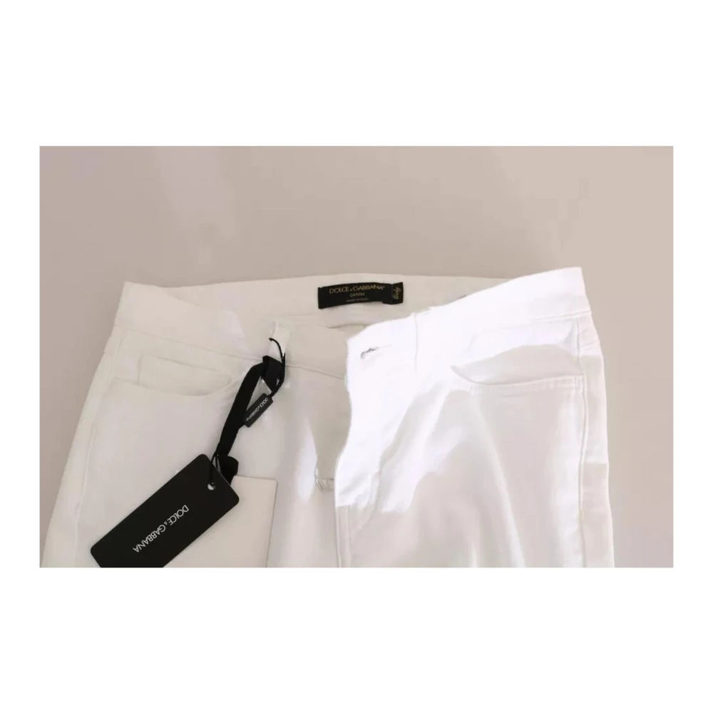Dolce & Gabbana Kristalversierde Skinny Jeans Wit White Dames