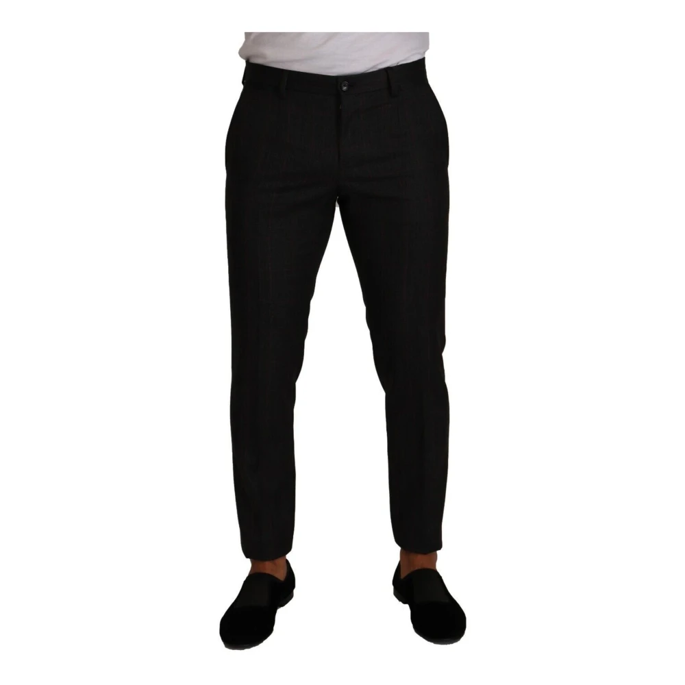 Dolce & Gabbana Men's Gray Check Wool Formal Trousers