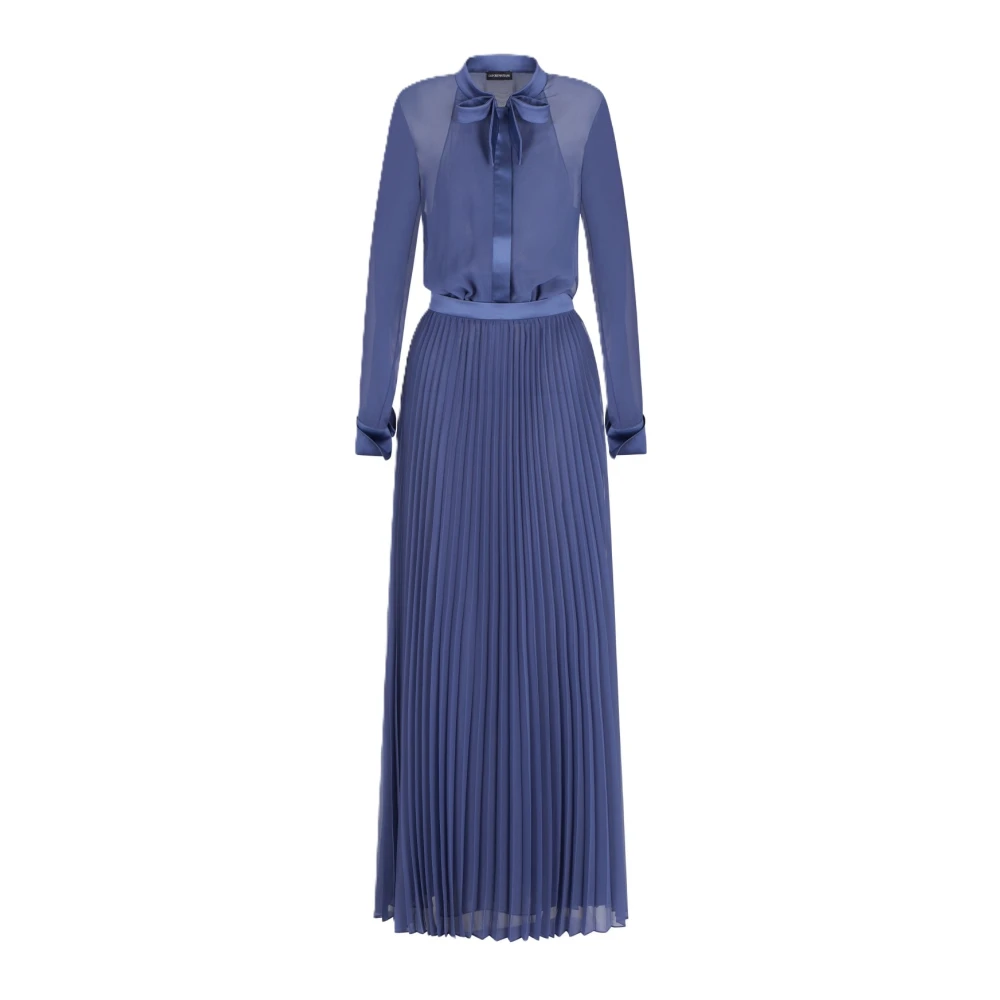 Emporio Armani Geplooide overhemdjurk met overhemdkraag Blue Dames