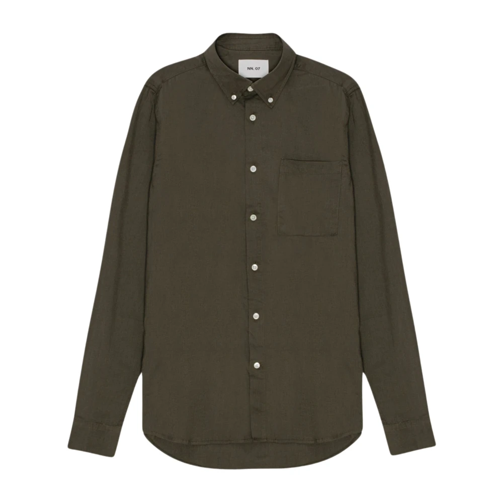 Nn07 Klassieke Button-Down Shirt in Donkerleger Green Heren