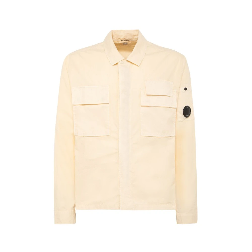C.P. Company Effengekleurde katoenen canvas overhemd Beige Heren