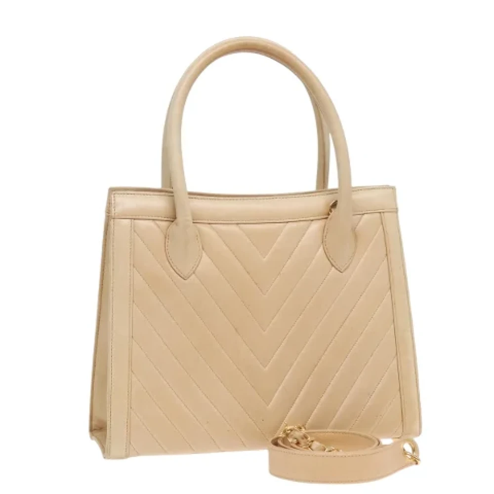 Chanel Vintage Pre-owned Leather handbags Beige Dames