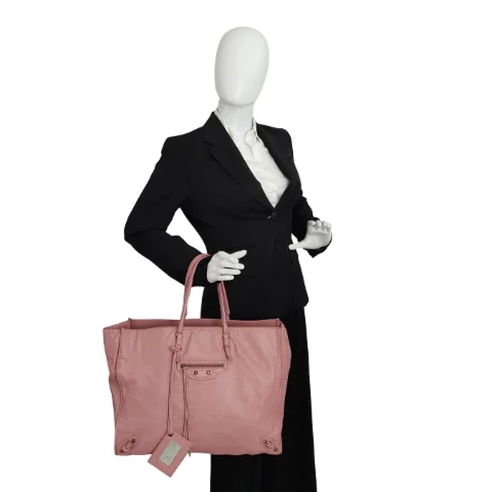 Balenciaga Vintage Tweedehands Roze Leren Balenciaga Papier Shopper Tas Pink Dames