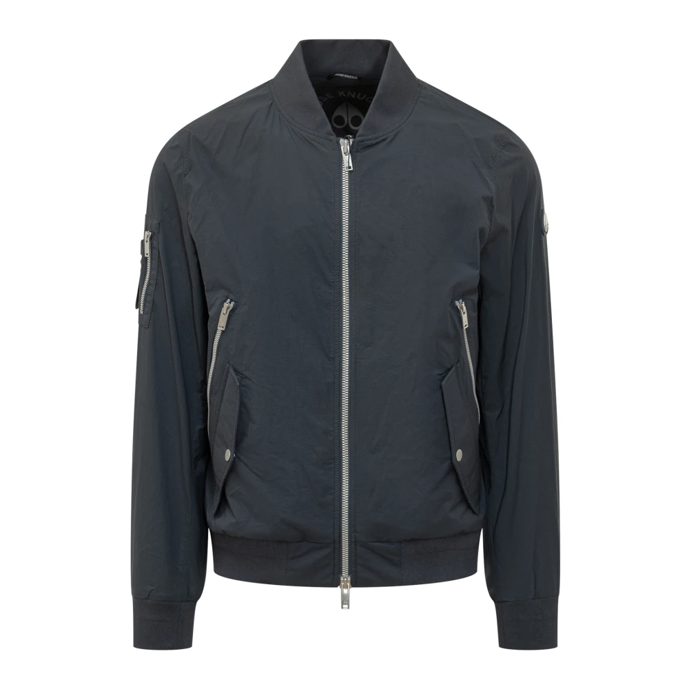 Moose Knuckles Men's Blue Zip-Pocket Bomber Jacket - Bomber Jackets - M - Jackets