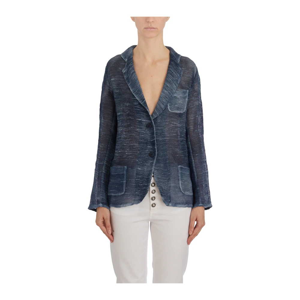 Avant Toi Handgeschilderde Jas Blue Dames