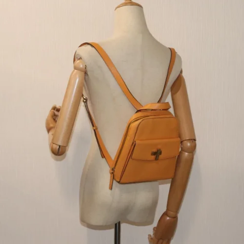 Celine Vintage Pre-owned Leather backpacks Yellow Dames