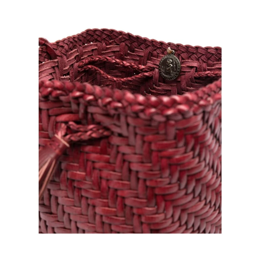 Dragon Diffusion Rode leren gevlochten charme schoudertas Red Dames
