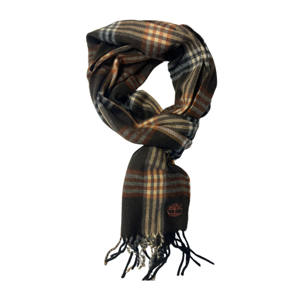 Timberland Women's Brown Winter Scarves, One Size, Quadri Check Scarf