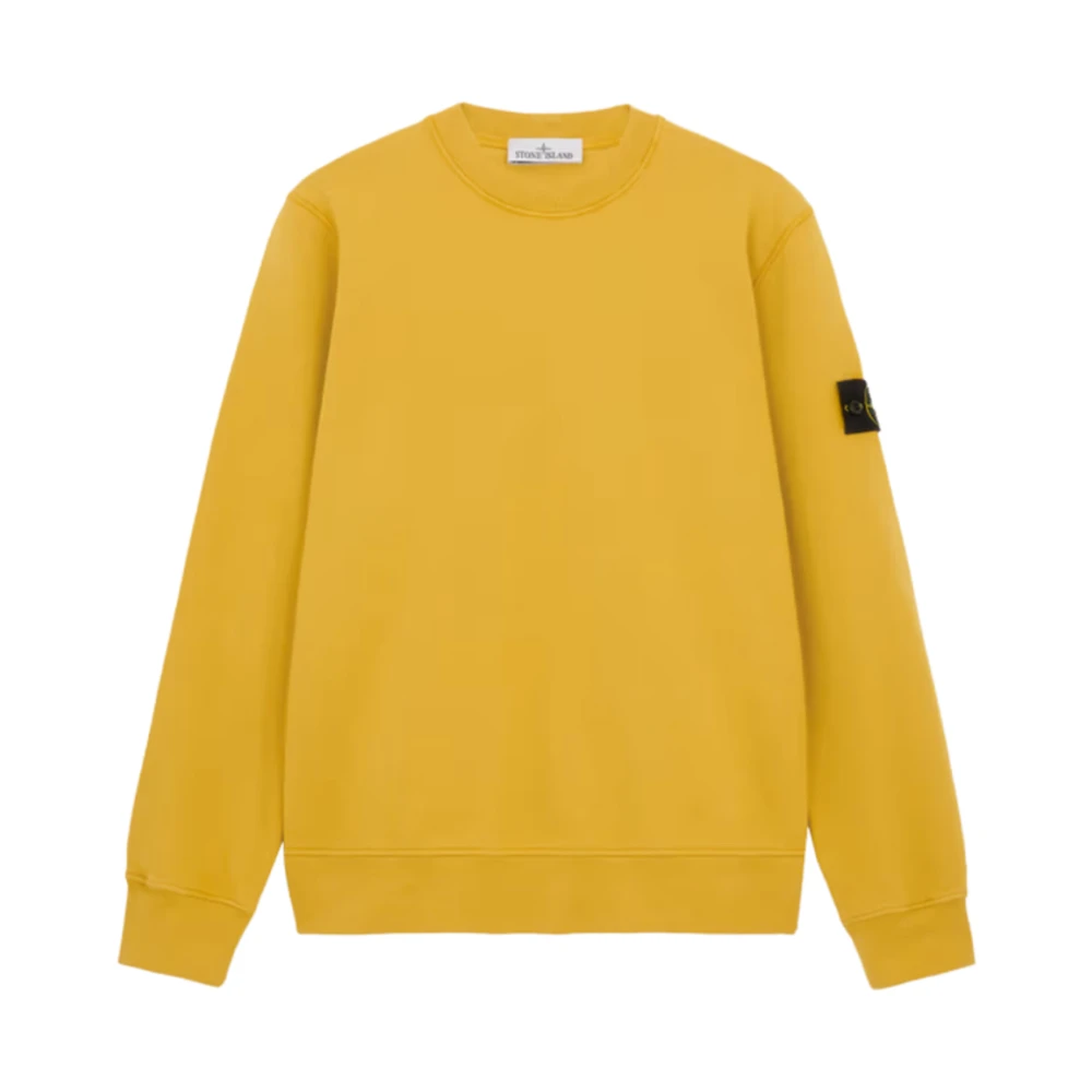 Stone Island Katoen Fleece Crewneck Sweater Yellow Heren