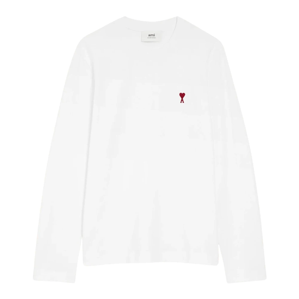 Ami Paris Ami De Coeur T Shirt À Manches Longues Homme Tops Blanc S