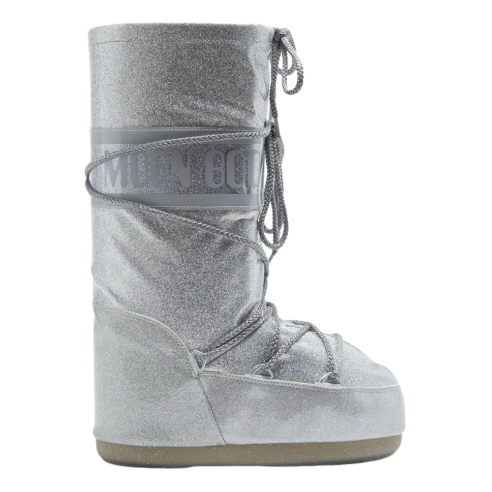 Moon Boot Silver Glitter Slip-On Snöskor Gray, Flicka