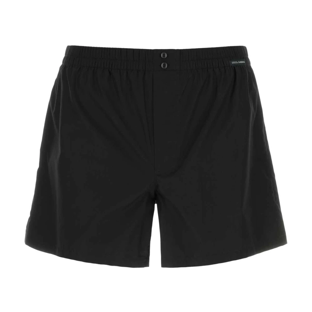 Dolce & Gabbana Men's Black Casual Shorts, L, Cotton Poplin Boxer
