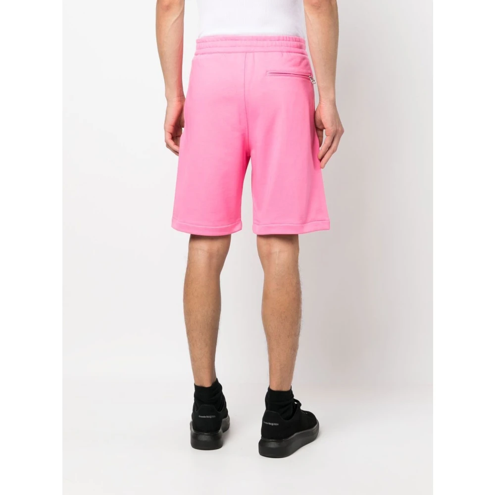 alexander mcqueen Roze Logo-Print Katoenen Shorts Pink Heren