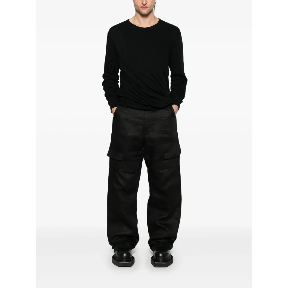 Rick Owens Zwart Katoenen Shirt met Lange Mouwen en Ronde Hals Black Heren