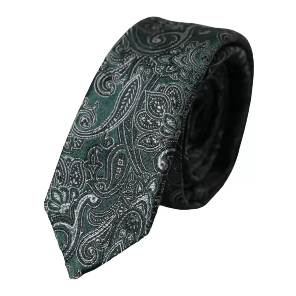 Dolce & Gabbana Men's Green Ties, One Size, Floral Silk Tie