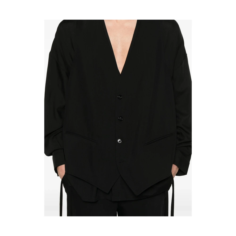 Ann Demeulemeester Zwart Mouwloos Regenkleding met Verstelbare Band Black Heren