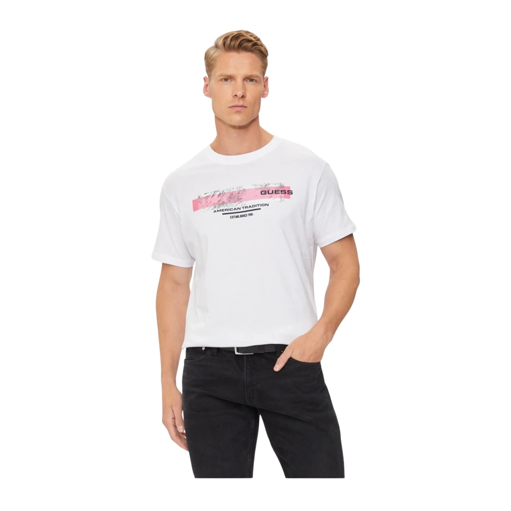 Guess Katoenen Regular Print T-Shirt White Heren