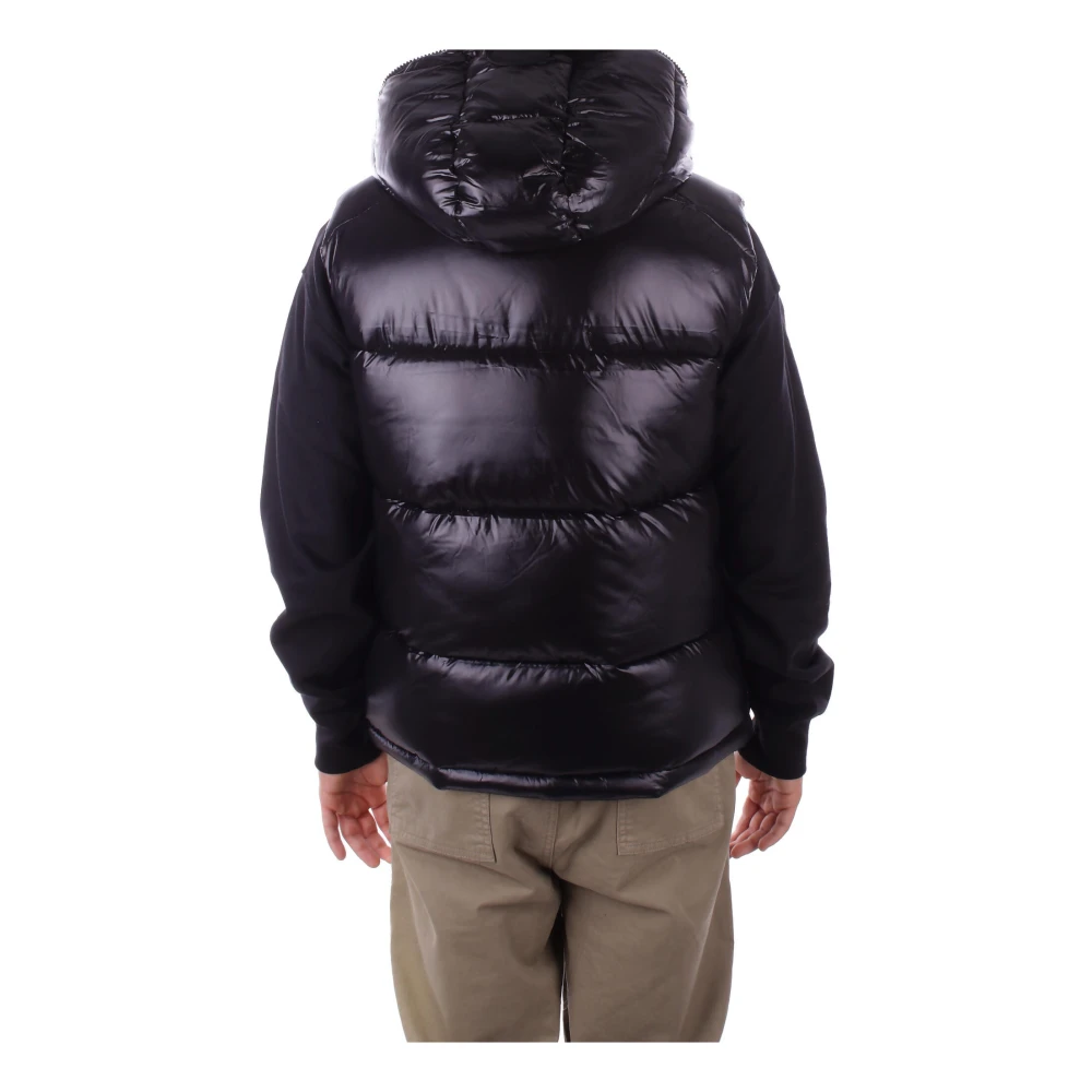 Save The Duck Zwarte Mouwloze Logo Hooded Jas Black Heren