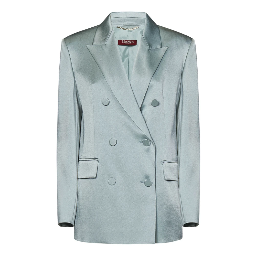 Max Mara Heldere Blauwe Dubbelrij Blazer Blue Dames