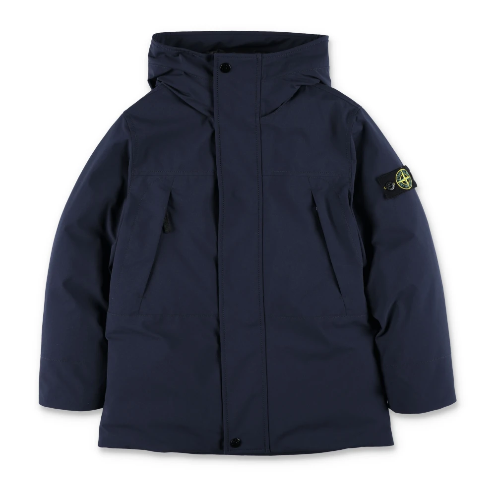 Stone Island Navy Parka Hoodie Ytterkläder Aw24 Blue, Pojke