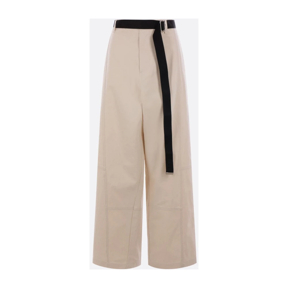 Plan C Witte Oversize Katoenen Canvas Broek Pink Dames