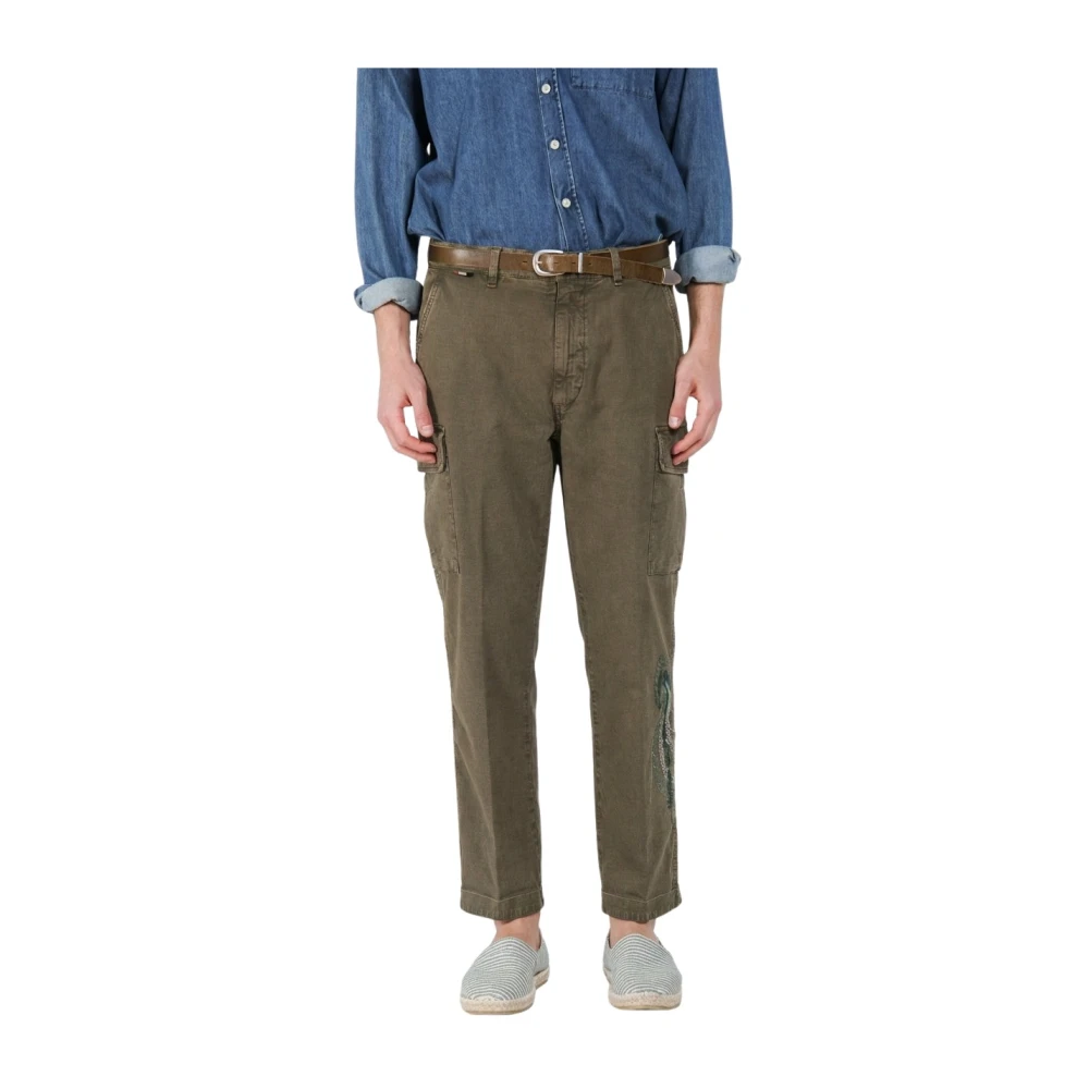 Mason's Men's Green Straight Trousers, Xl, Chile M74 Cargo Trousers