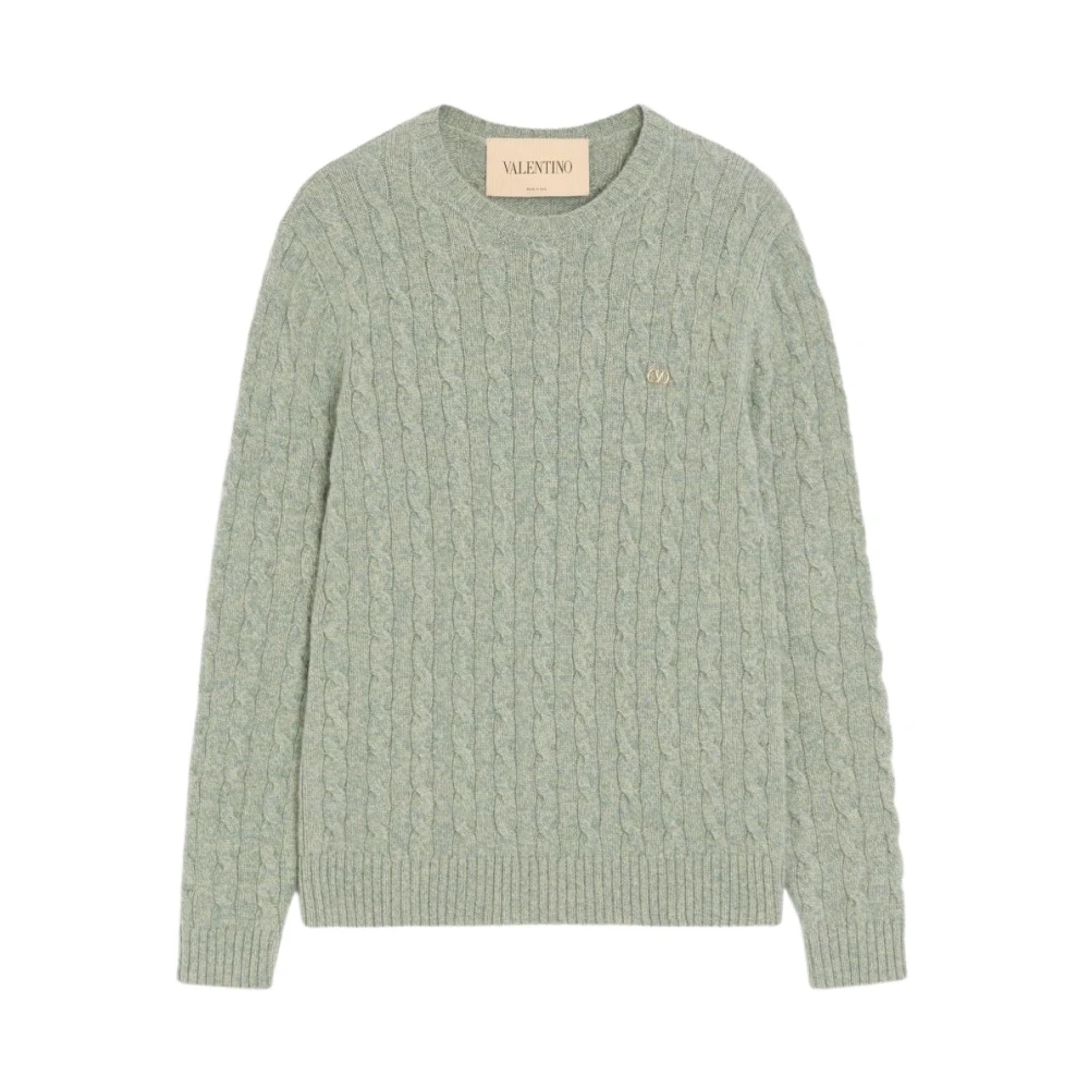 Valentino Garavani , Round-Neck Knitwear, Male, Green, M, Round-Neck Knitwear
