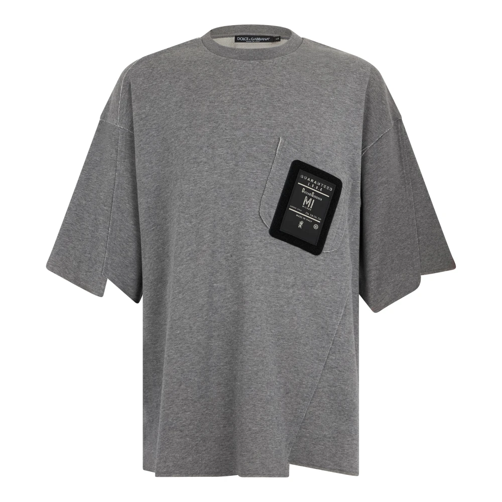 Dolce & Gabbana Men's Gray T-Shirts, S, Oversize Cotton T-Shirt