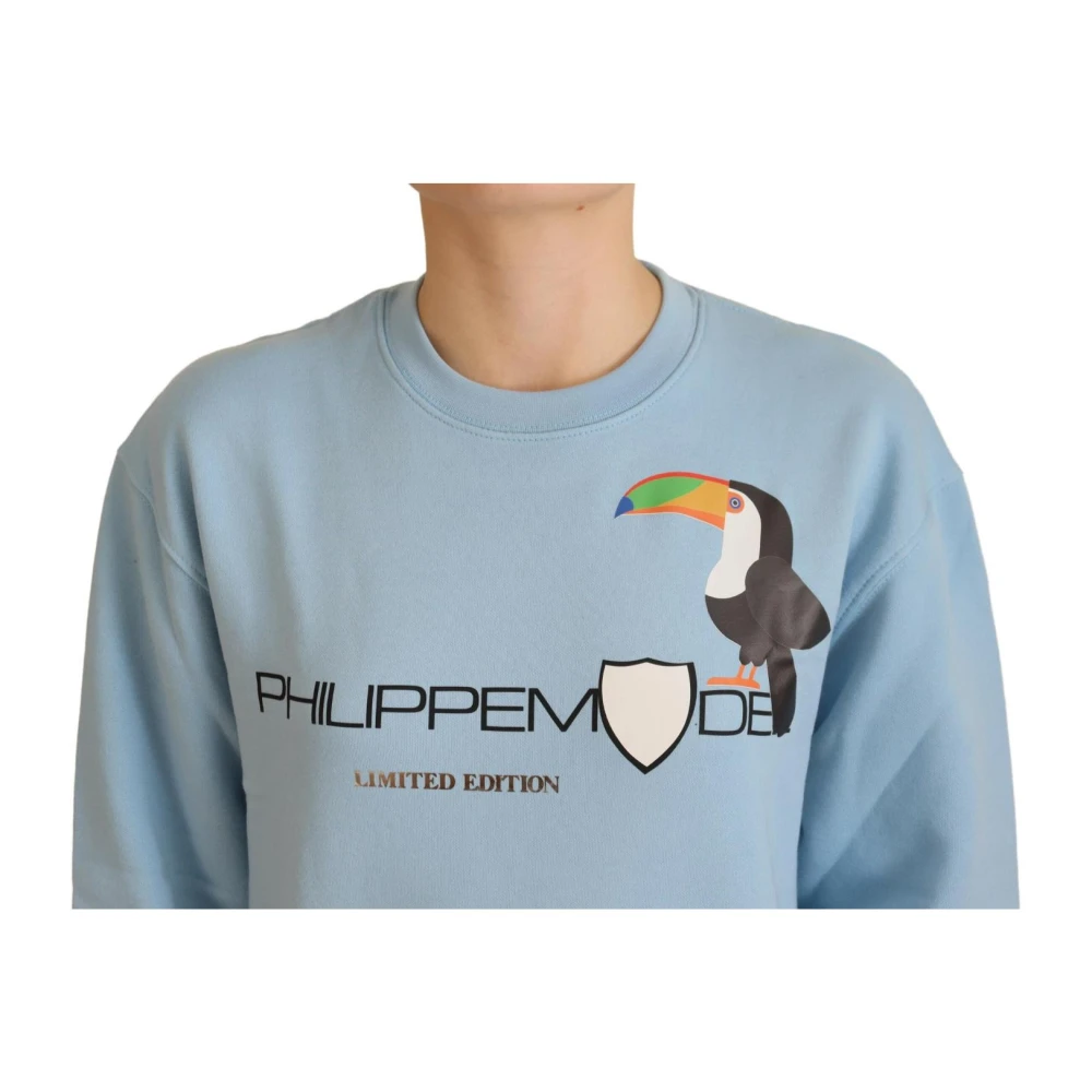 Philippe Model Blauwe Logo Print Trui met Lange Mouwen Blue Dames
