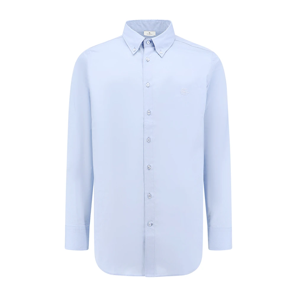 ETRO Blauw Katoenen Overhemd met Pegaso Logo Blue Heren