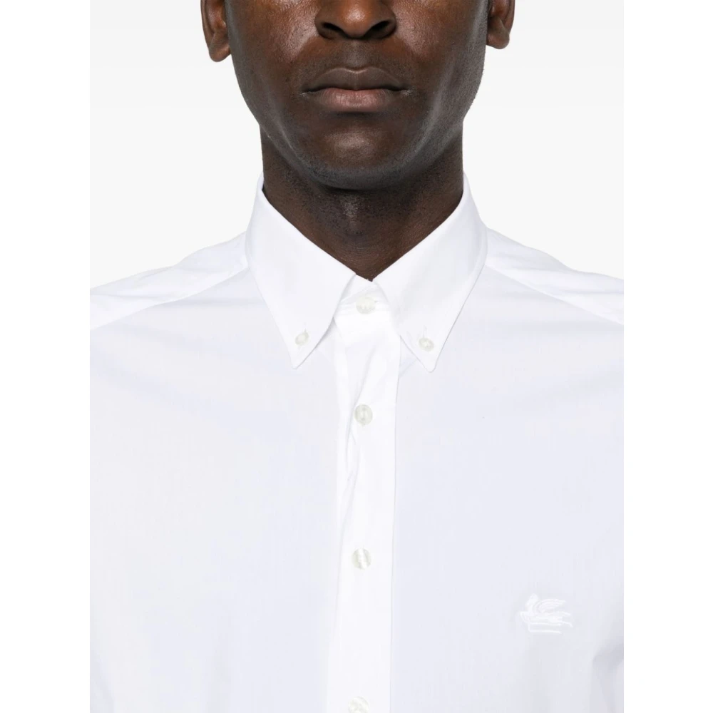 ETRO Witte Katoenmix Poplin Overhemd White Heren