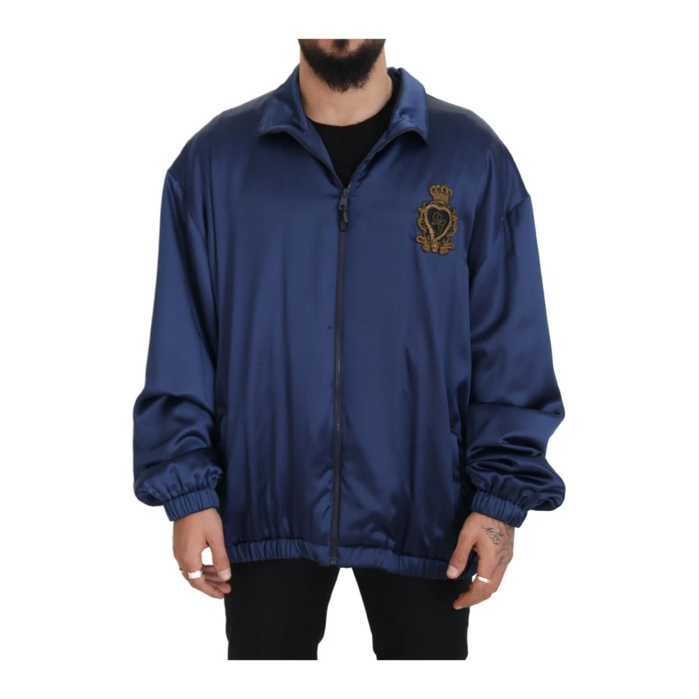 Dolce & Gabbana Men's Blue Regal Silk Bomber Jacket