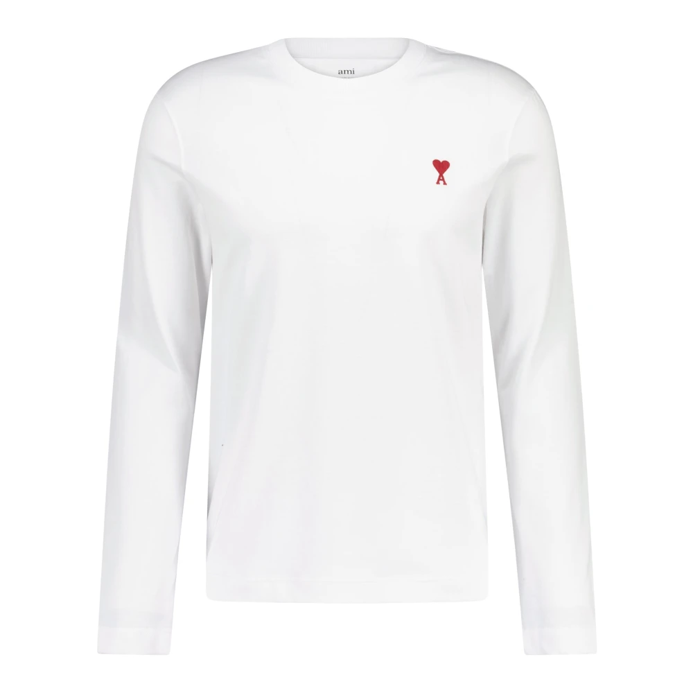 Ami Paris Lange mouwen shirt met logo borduursel White Heren