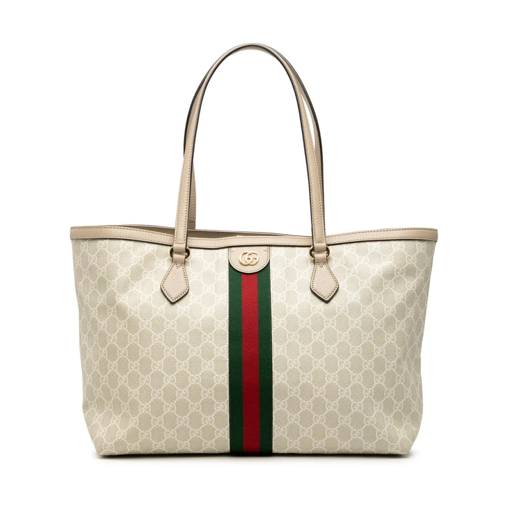 Gucci Vintage Women's Brown Pre-Owned Vintage Gg Supreme Canvas Tote Bag With Web Stripe