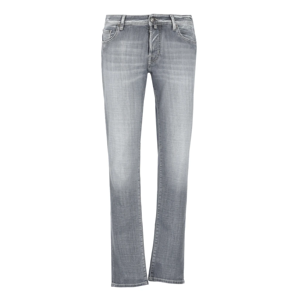 Jacob Cohën Grå Bomullsjeans Med Logopatch