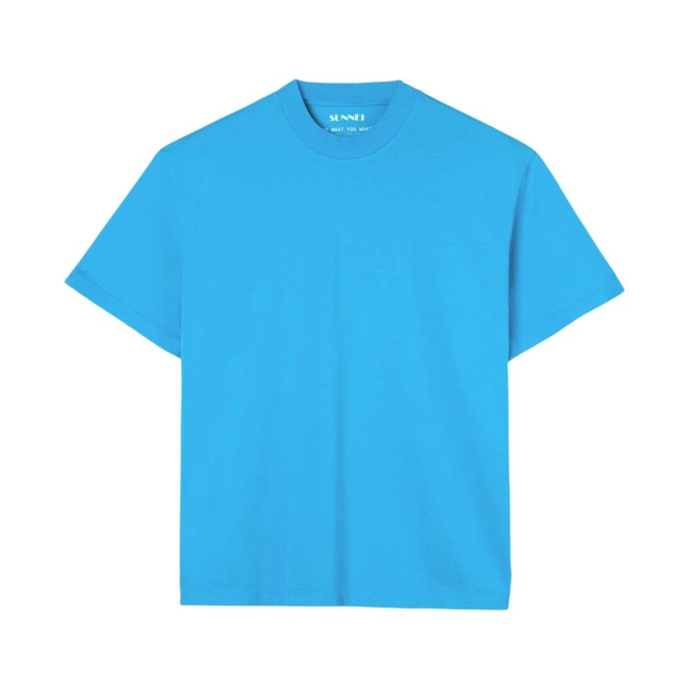 Sunnei Ocean Blue Katoenen T-Shirt met Strijklogos Blue Unisex