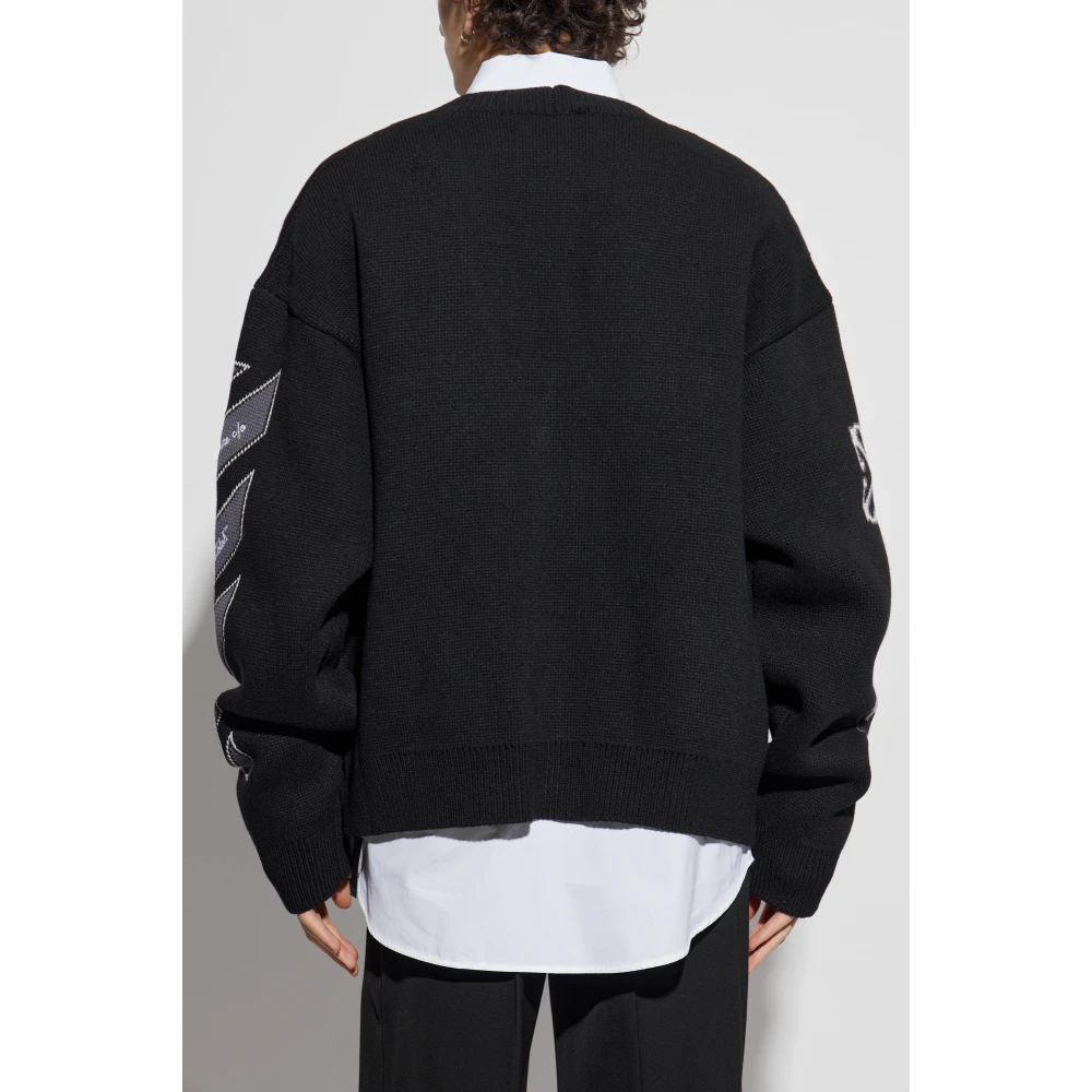 Off White Wollen vest met logo Black Heren